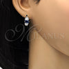 Rhodium Gold Filled Huggie Hoop, with Sapphire Blue and White Cubic Zirconia, Polished, Rhodium Finish, 02.237.0025.5.15