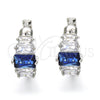 Rhodium Gold Filled Huggie Hoop, with Sapphire Blue and White Cubic Zirconia, Polished, Rhodium Finish, 02.237.0025.5.15