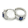 Rhodium Gold Filled Huggie Hoop, with Sapphire Blue and White Cubic Zirconia, Polished, Rhodium Finish, 02.237.0025.5.15