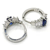 Rhodium Gold Filled Huggie Hoop, with Sapphire Blue and White Cubic Zirconia, Polished, Rhodium Finish, 02.237.0025.5.15