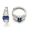Rhodium Gold Filled Huggie Hoop, with Sapphire Blue and White Cubic Zirconia, Polished, Rhodium Finish, 02.237.0025.5.15