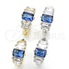 Rhodium Gold Filled Huggie Hoop, with Sapphire Blue and White Cubic Zirconia, Polished, Rhodium Finish, 02.237.0025.5.15