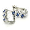 Rhodium Gold Filled Huggie Hoop, Baguette Design, with Sapphire Blue and White Cubic Zirconia, Polished, Rhodium Finish, 02.237.0021.5.15