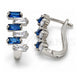 White Gold Filled Huggie Hoop, Baguette Design, with Sapphire Blue and White Cubic Zirconia, Polished, Rhodium Finish, 02.237.0021.5.15