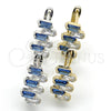 Rhodium Gold Filled Huggie Hoop, Baguette Design, with Sapphire Blue and White Cubic Zirconia, Polished, Rhodium Finish, 02.237.0021.5.15