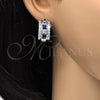 Rhodium Gold Filled Huggie Hoop, with Sapphire Blue and White Cubic Zirconia, Polished, Rhodium Finish, 02.267.0014.7.20