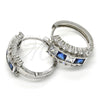 Rhodium Gold Filled Huggie Hoop, with Sapphire Blue and White Cubic Zirconia, Polished, Rhodium Finish, 02.267.0014.7.20