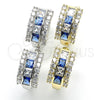 Rhodium Gold Filled Huggie Hoop, with Sapphire Blue and White Cubic Zirconia, Polished, Rhodium Finish, 02.267.0014.7.20
