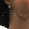 Rhodium Gold Filled Huggie Hoop, with White Cubic Zirconia, Polished, Rhodium Finish, 02.210.0084.7.15