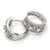 Rhodium Gold Filled Huggie Hoop, with White Cubic Zirconia, Polished, Rhodium Finish, 02.210.0084.7.15