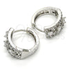 Rhodium Gold Filled Huggie Hoop, with White Cubic Zirconia, Polished, Rhodium Finish, 02.210.0084.7.15