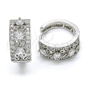 White Gold Filled Hoop Earrings — Huggie Hoop with White Cubic Zirconia Polished 02. — main product view — SKU 118765 | Oro Laminado Blanco aretes de aro — Huggie Hoop with blanco Cubic Zirconia pulido 02. — SKU 118765