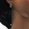 Rhodium Gold Filled Huggie Hoop, with Garnet and White Cubic Zirconia, Polished, Rhodium Finish, 02.210.0084.8.15