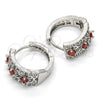 Rhodium Gold Filled Huggie Hoop, with Garnet and White Cubic Zirconia, Polished, Rhodium Finish, 02.210.0084.8.15