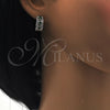 Rhodium Gold Filled Huggie Hoop, with Green and White Cubic Zirconia, Polished, Rhodium Finish, 02.210.0084.9.15
