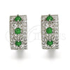 Rhodium Gold Filled Huggie Hoop, with Green and White Cubic Zirconia, Polished, Rhodium Finish, 02.210.0084.9.15