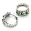 Rhodium Gold Filled Huggie Hoop, with Green and White Cubic Zirconia, Polished, Rhodium Finish, 02.210.0084.9.15