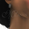 Rhodium Gold Filled Huggie Hoop, with Sapphire Blue and White Cubic Zirconia, Polished, Rhodium Finish, 02.210.0084.11.15