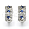 Rhodium Gold Filled Huggie Hoop, with Sapphire Blue and White Cubic Zirconia, Polished, Rhodium Finish, 02.210.0084.11.15