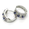 Rhodium Gold Filled Huggie Hoop, with Sapphire Blue and White Cubic Zirconia, Polished, Rhodium Finish, 02.210.0084.11.15