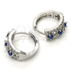 Rhodium Gold Filled Huggie Hoop, with Sapphire Blue and White Cubic Zirconia, Polished, Rhodium Finish, 02.210.0084.11.15