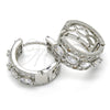 Rhodium Gold Filled Huggie Hoop, with White Cubic Zirconia, Polished, Rhodium Finish, 02.210.0086.7.15