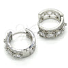 Rhodium Gold Filled Huggie Hoop, with White Cubic Zirconia, Polished, Rhodium Finish, 02.210.0086.7.15