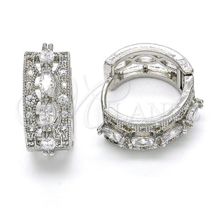 White Gold Filled Hoop Earrings — Huggie Hoop with White Cubic Zirconia Polished 02. — main product view — SKU 118770 | Oro Laminado Blanco aretes de aro — Huggie Hoop with blanco Cubic Zirconia pulido 02. — SKU 118770