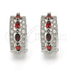Rhodium Gold Filled Huggie Hoop, with Garnet and White Cubic Zirconia, Polished, Rhodium Finish, 02.210.0086.8.15