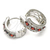 Rhodium Gold Filled Huggie Hoop, with Garnet and White Cubic Zirconia, Polished, Rhodium Finish, 02.210.0086.8.15