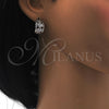 Rhodium Gold Filled Huggie Hoop, Flower Design, with White Cubic Zirconia, Polished, Rhodium Finish, 02.210.0087.7.15