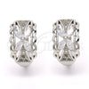 Rhodium Gold Filled Huggie Hoop, Flower Design, with White Cubic Zirconia, Polished, Rhodium Finish, 02.210.0087.7.15