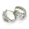 Rhodium Gold Filled Huggie Hoop, Flower Design, with White Cubic Zirconia, Polished, Rhodium Finish, 02.210.0087.7.15