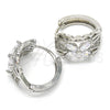 Rhodium Gold Filled Huggie Hoop, Flower Design, with White Cubic Zirconia, Polished, Rhodium Finish, 02.210.0087.7.15