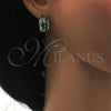 Rhodium Gold Filled Huggie Hoop, Flower Design, with Green and White Cubic Zirconia, Polished, Rhodium Finish, 02.210.0087.9.15