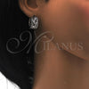 Rhodium Gold Filled Huggie Hoop, Teardrop and Leaf Design, with White Cubic Zirconia, Polished, Rhodium Finish, 02.210.0090.7.15