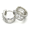 Rhodium Gold Filled Huggie Hoop, Teardrop and Leaf Design, with White Cubic Zirconia, Polished, Rhodium Finish, 02.210.0090.7.15