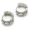 Rhodium Gold Filled Huggie Hoop, Teardrop and Leaf Design, with White Cubic Zirconia, Polished, Rhodium Finish, 02.210.0090.7.15