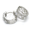 Rhodium Gold Filled Huggie Hoop, with White Cubic Zirconia, Polished, Rhodium Finish, 02.210.0091.15