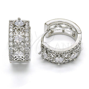 White Gold Filled Hoop Earrings — Huggie Hoop with White Cubic Zirconia Polished 02. — main product view — SKU 118792 | Oro Laminado Blanco aretes de aro — Huggie Hoop with blanco Cubic Zirconia pulido 02. — SKU 118792