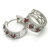 Rhodium Gold Filled Huggie Hoop, with Garnet and White Cubic Zirconia, Polished, Rhodium Finish, 02.210.0091.1.15