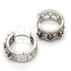 Rhodium Gold Filled Huggie Hoop, with Garnet and White Cubic Zirconia, Polished, Rhodium Finish, 02.210.0091.1.15