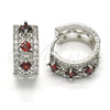 Rhodium Gold Filled Huggie Hoop, with Garnet and White Cubic Zirconia, Polished, Rhodium Finish, 02.210.0091.1.15