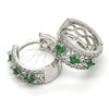 Rhodium Gold Filled Huggie Hoop, with Green and White Cubic Zirconia, Polished, Rhodium Finish, 02.210.0091.2.15