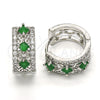 Rhodium Gold Filled Huggie Hoop, with Green and White Cubic Zirconia, Polished, Rhodium Finish, 02.210.0091.2.15