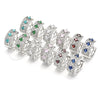 Rhodium Gold Filled Huggie Hoop, with Turquoise and White Cubic Zirconia, Polished, Rhodium Finish, 02.210.0091.3.15