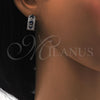 Rhodium Gold Filled Huggie Hoop, with Sapphire Blue and White Cubic Zirconia, Polished, Rhodium Finish, 02.210.0091.4.15