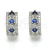 Rhodium Gold Filled Huggie Hoop, with Sapphire Blue and White Cubic Zirconia, Polished, Rhodium Finish, 02.210.0091.4.15