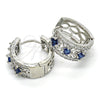 Rhodium Gold Filled Huggie Hoop, with Sapphire Blue and White Cubic Zirconia, Polished, Rhodium Finish, 02.210.0091.4.15