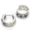 Rhodium Gold Filled Huggie Hoop, with Sapphire Blue and White Cubic Zirconia, Polished, Rhodium Finish, 02.210.0091.4.15